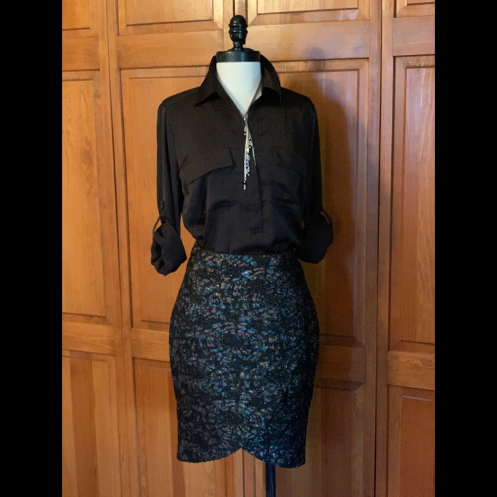 Costume National Women’s Metallic Jacquard Skirt